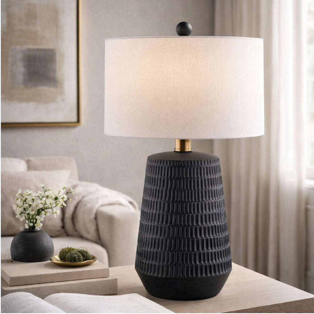 Modern European furniture - Organic-Carved Base Table Lamp - www.oroa.com