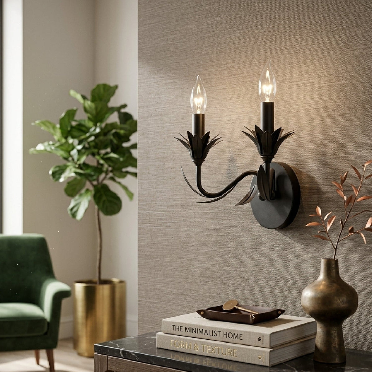 Modern European furniture - Black Floral Candelabra Wall Lamp - www.oroa.com