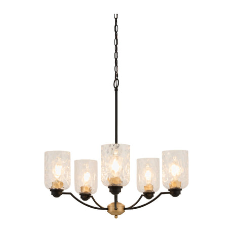 Modern European furniture - Textured Clear Glass 5-Light Chandelier - www.oroa.com