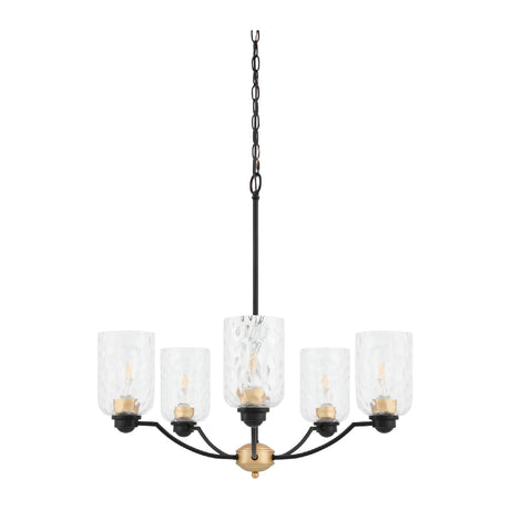 Modern European furniture - Textured Clear Glass 5-Light Chandelier - www.oroa.com