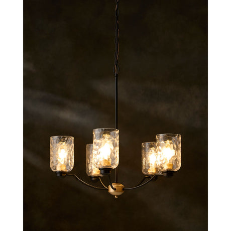 Modern European furniture - Textured Clear Glass 5-Light Chandelier - www.oroa.com