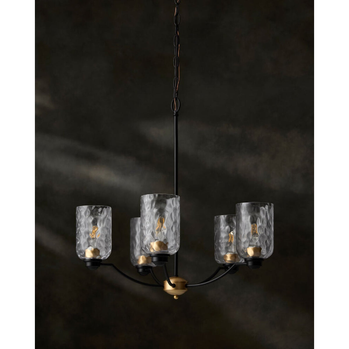 Modern European furniture - Textured Clear Glass 5-Light Chandelier - www.oroa.com
