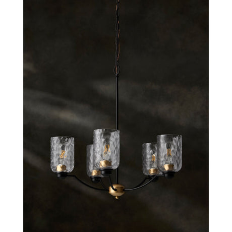 Modern European furniture - Textured Clear Glass 5-Light Chandelier - www.oroa.com