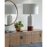 Modern European furniture - White Drum Linen Table Lamp - www.oroa.com