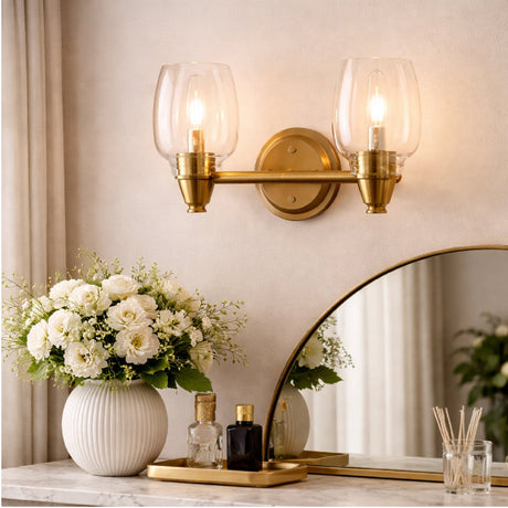Modern European furniture - Gold Framed Glass Wall Lamp - www.oroa.com