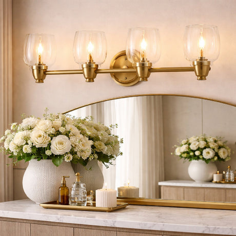 Modern European furniture - Gold Framed Glass Wall Lamp - www.oroa.com