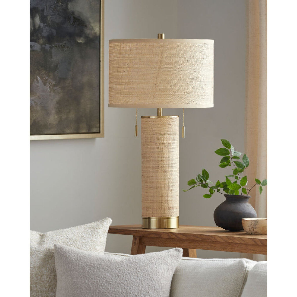 Modern European furniture - Tan Rattan Accent Table Lamp - www.oroa.com