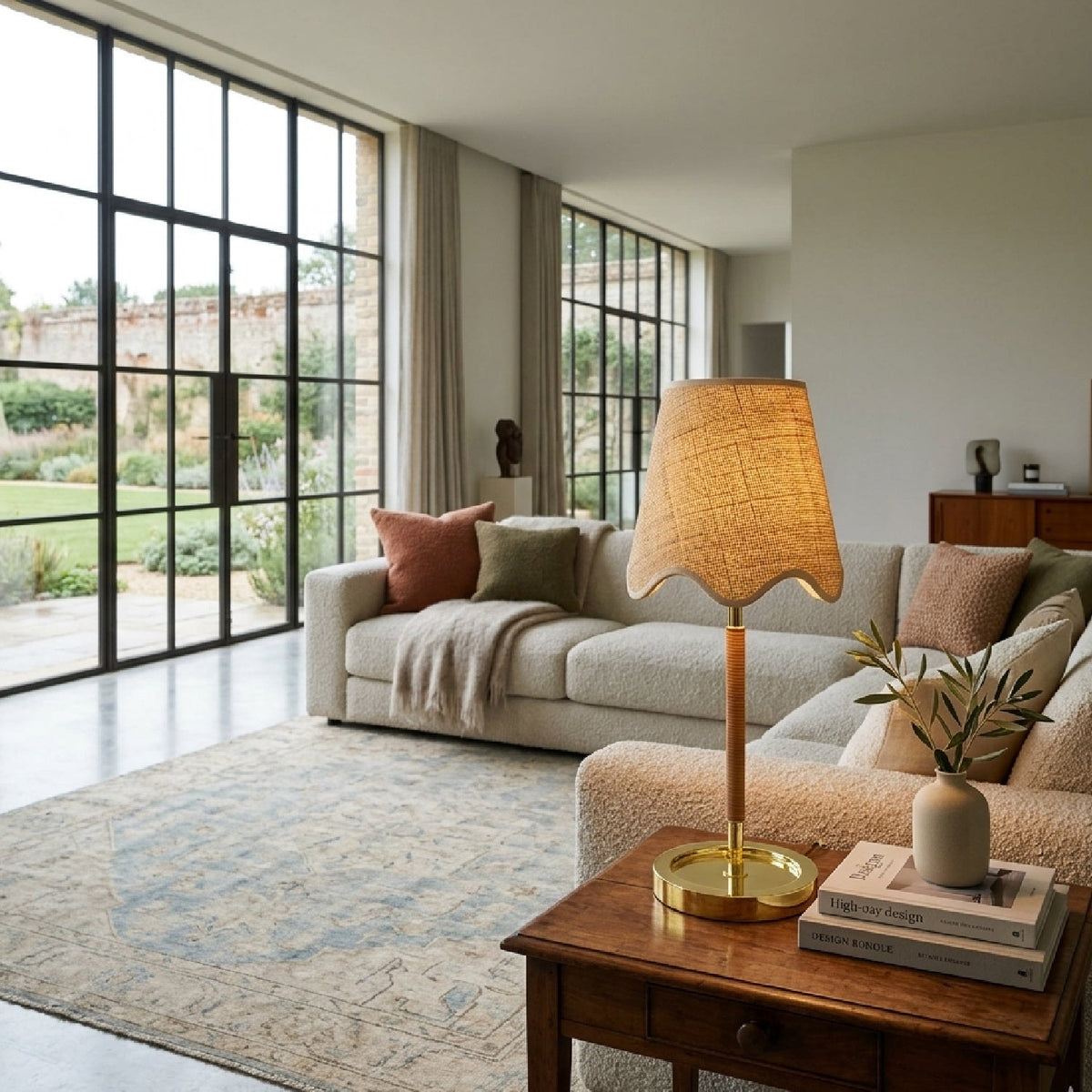 Modern European furniture - Scalloped Beige Jute Table Lamp - www.oroa.com