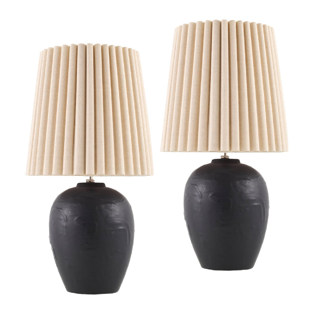Modern European furniture - Pleated Linen Ceramic Table Lamps (2) - www.oroa.com