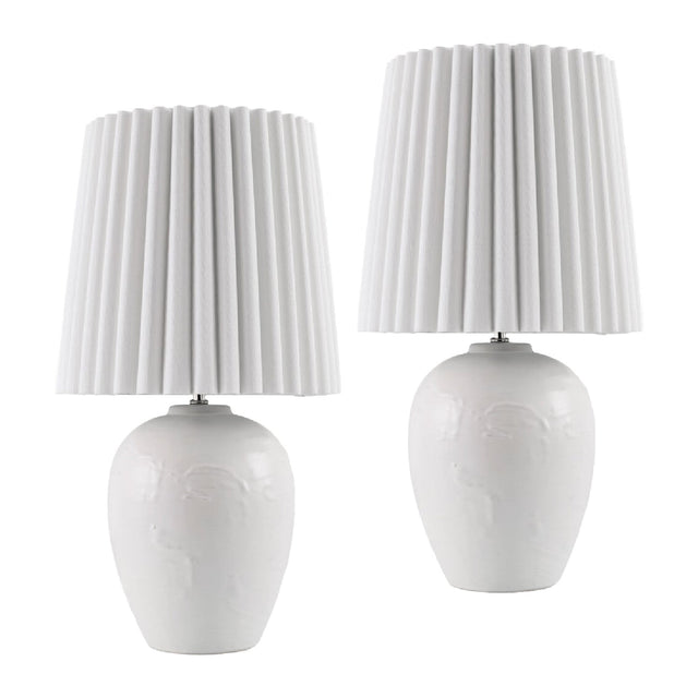 Modern European furniture - Pleated Linen Ceramic Table Lamps (2) - www.oroa.com