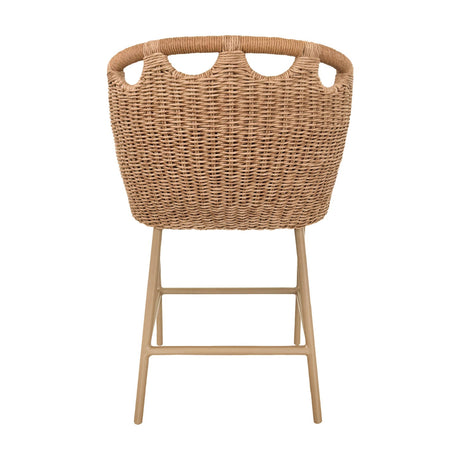 Hand-Woven Wicker Outdoor Counter Stool