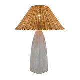 Modern European furniture - Rattan Shade Concrete Table Lamp - www.oroa.com