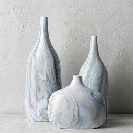 Modern European furniture - Marbled Ceramic Outdoor Vases (3) - www.oroa.com
