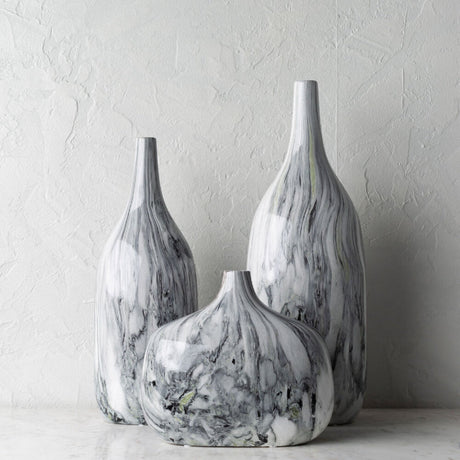 Modern European furniture - Marbled Ceramic Outdoor Vases (3) - www.oroa.com