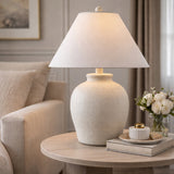 Modern European furniture - Ceramic White Linen Table Lamp - www.oroa.com
