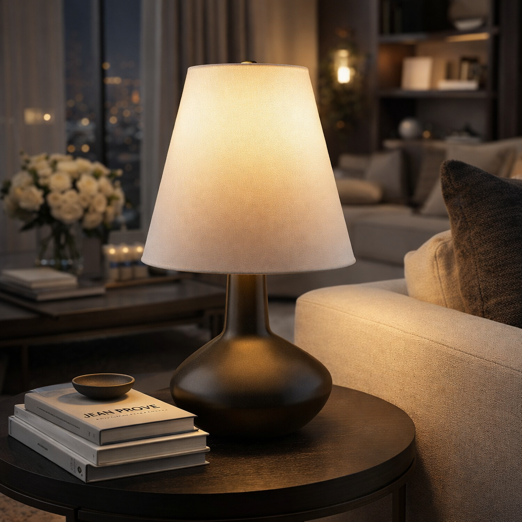 Modern European furniture - Tall Linen Shade Table Lamp - www.oroa.com