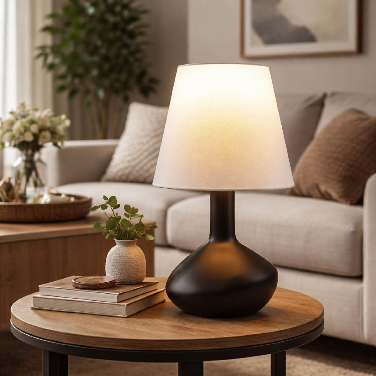 Modern European furniture - Tall Linen Shade Table Lamp - www.oroa.com
