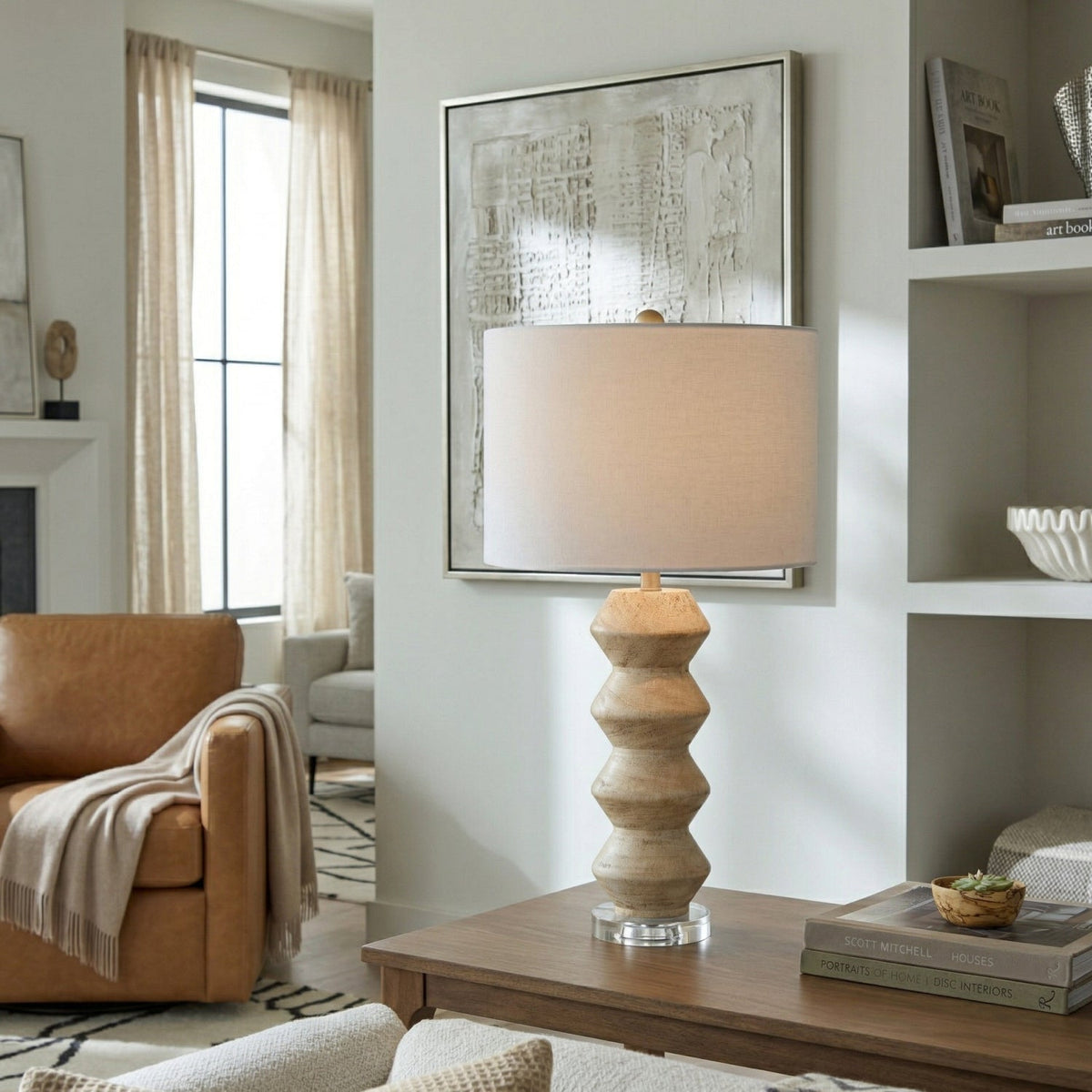 Modern European furniture -  Geometrical Base Linen Table Lamp - www.oroa.com