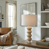 Modern European furniture -  Geometrical Base Linen Table Lamp - www.oroa.com