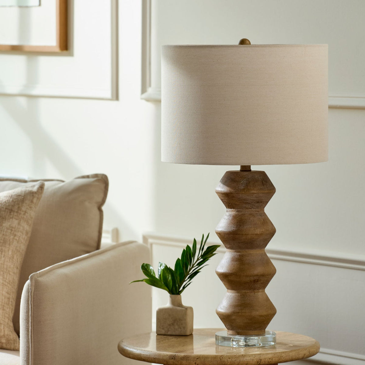 Modern European furniture -  Geometrical Base Linen Table Lamp - www.oroa.com