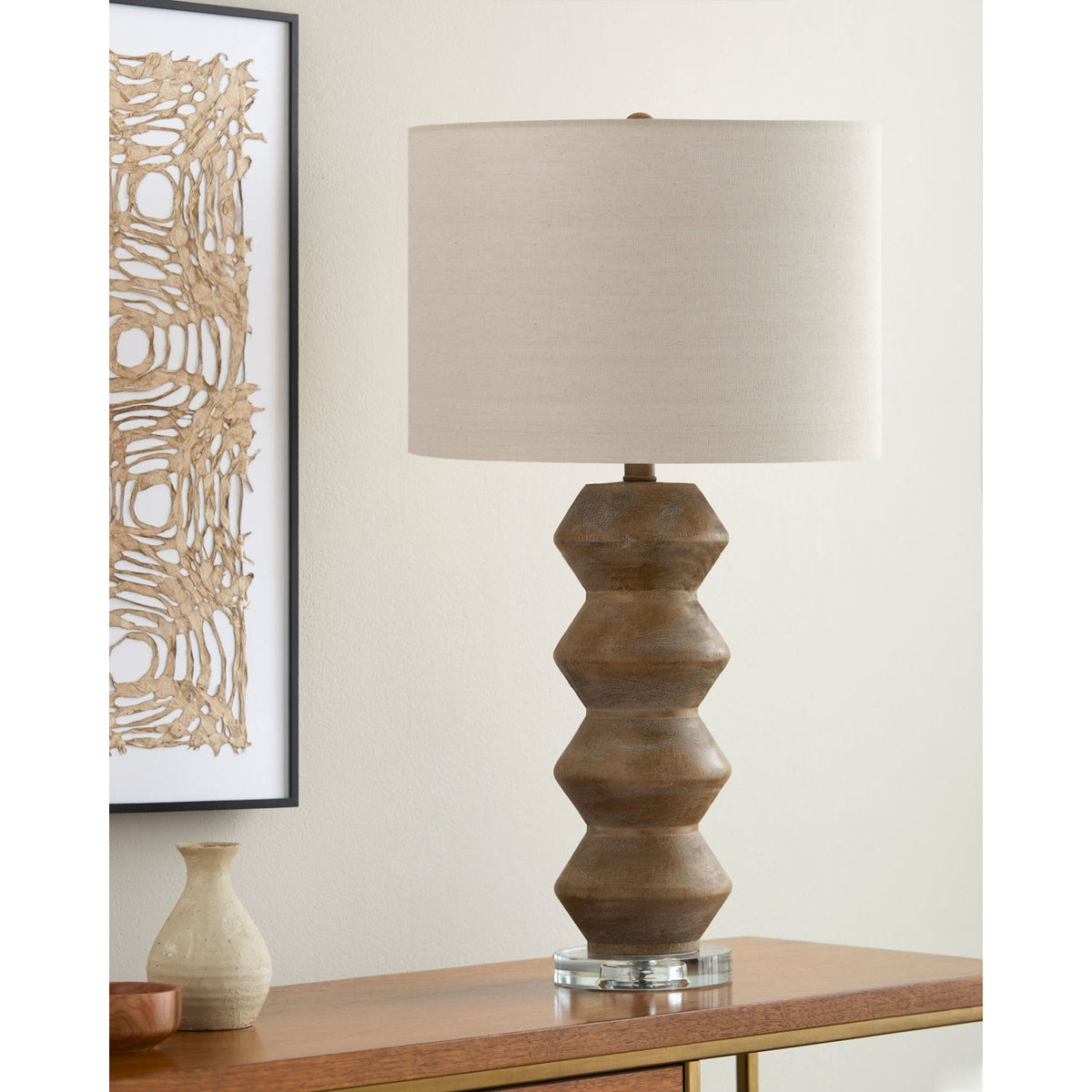 Modern European furniture -  Geometrical Base Linen Table Lamp - www.oroa.com