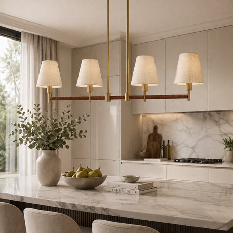 Modern European furniture - Fabric Shade 4-Light Linear Chandelier - www.oroa.com