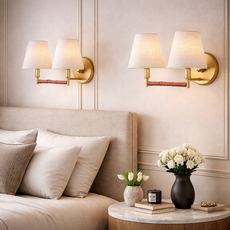 Modern European furniture - Fabric Shade 2-Light Wall Lamp - www.oroa.com