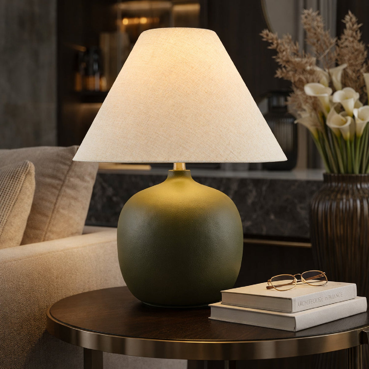 Modern European furniture - Empire Linen Shade Table Lamp - www.oroa.com