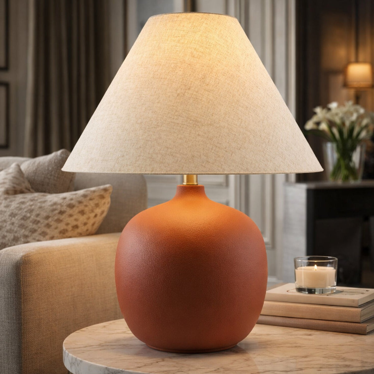 Modern European furniture - Empire Linen Shade Table Lamp - www.oroa.com