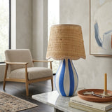 Modern European furniture - Striped Ceramic Seagrass Table Lamp - www.oroa.com