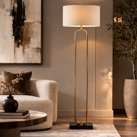 Modern European furniture - White Linen Accent Floor Lamp - www.oroa.com