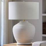 Modern European furniture - Glazed White Ceramic Table Lamp - www.oroa.com