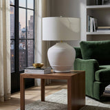 Modern European furniture - Glazed White Ceramic Table Lamp - www.oroa.com