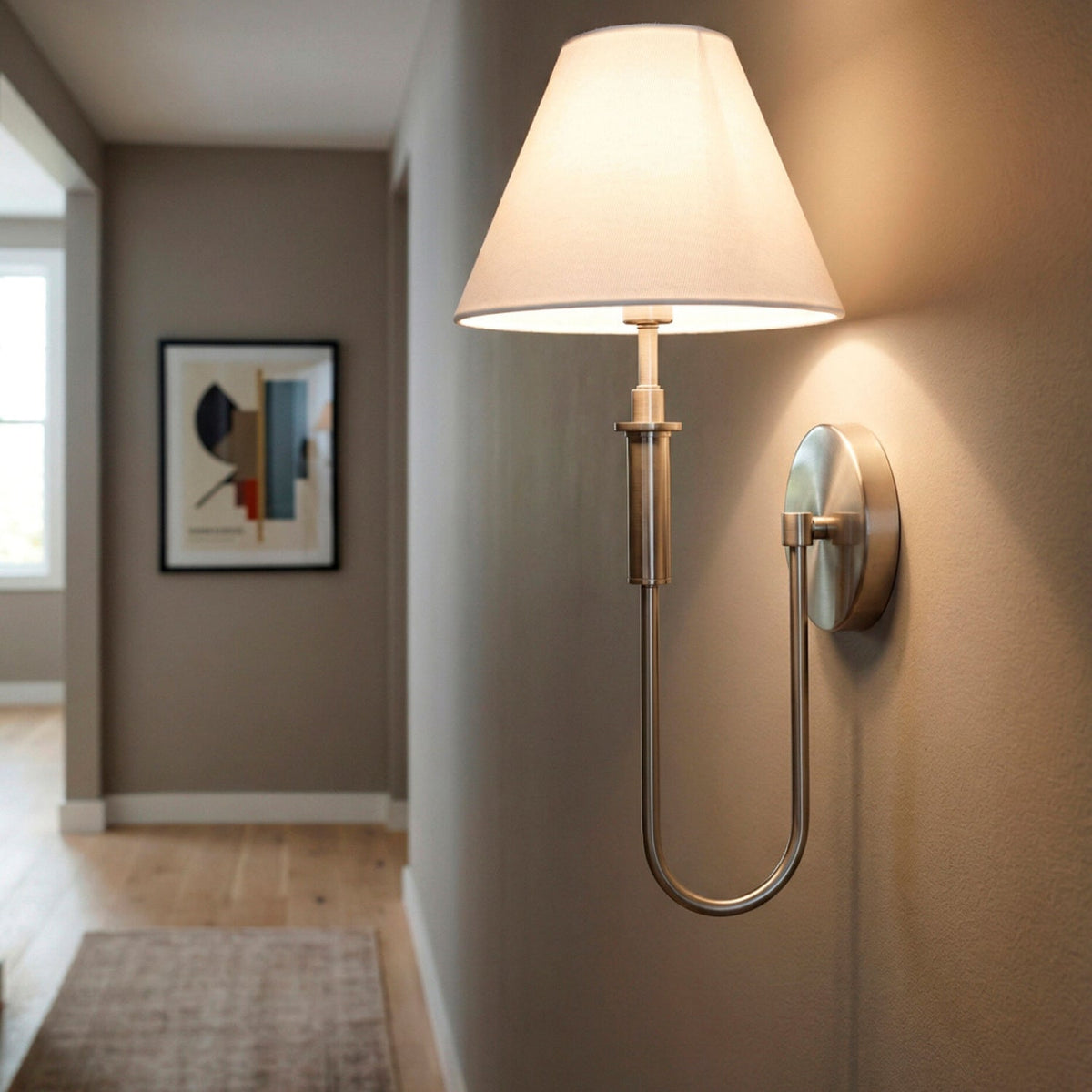Modern European furniture - White Linen Silver Wall Lamp - www.oroa.com