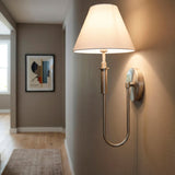 Modern European furniture - White Linen Silver Wall Lamp - www.oroa.com