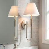 Modern European furniture - White Linen Silver Wall Lamp - www.oroa.com