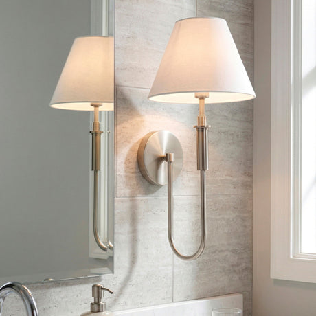 Modern European furniture - White Linen Silver Wall Lamp - www.oroa.com