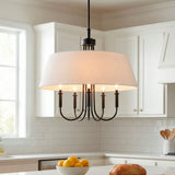 Modern European furniture -  White Linen 5-Light Chandelier - www.oroa.com
