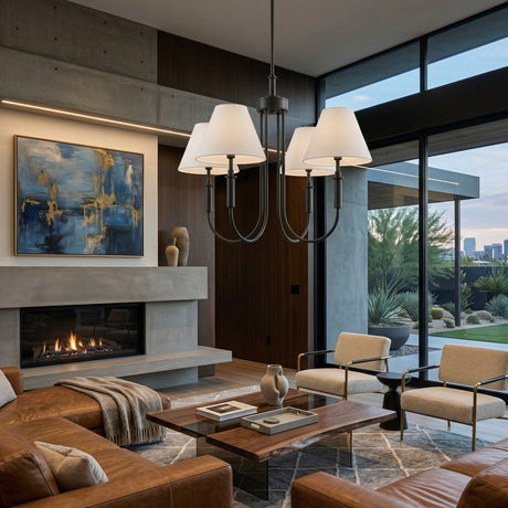 Modern European furniture -  White Linen 4-Light Chandelier - www.oroa.com