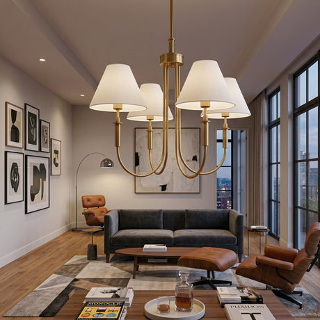 Modern European furniture -  White Linen 4-Light Chandelier - www.oroa.com