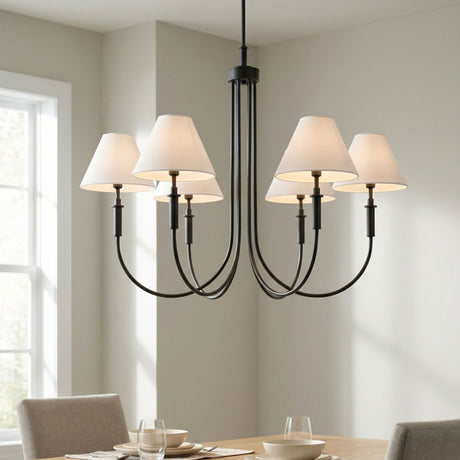 Modern European furniture - White Linen 6-Light Chandelier - www.oroa.com