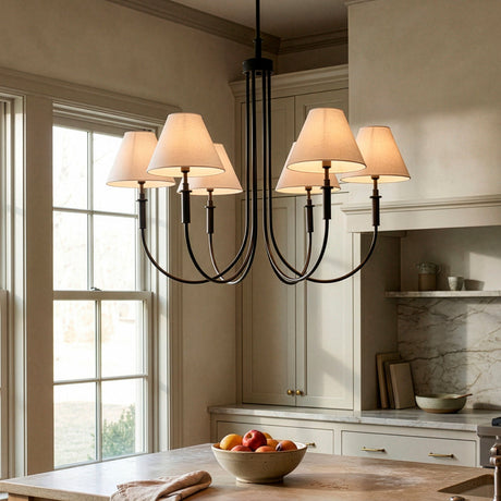 Modern European furniture - White Linen 6-Light Chandelier - www.oroa.com