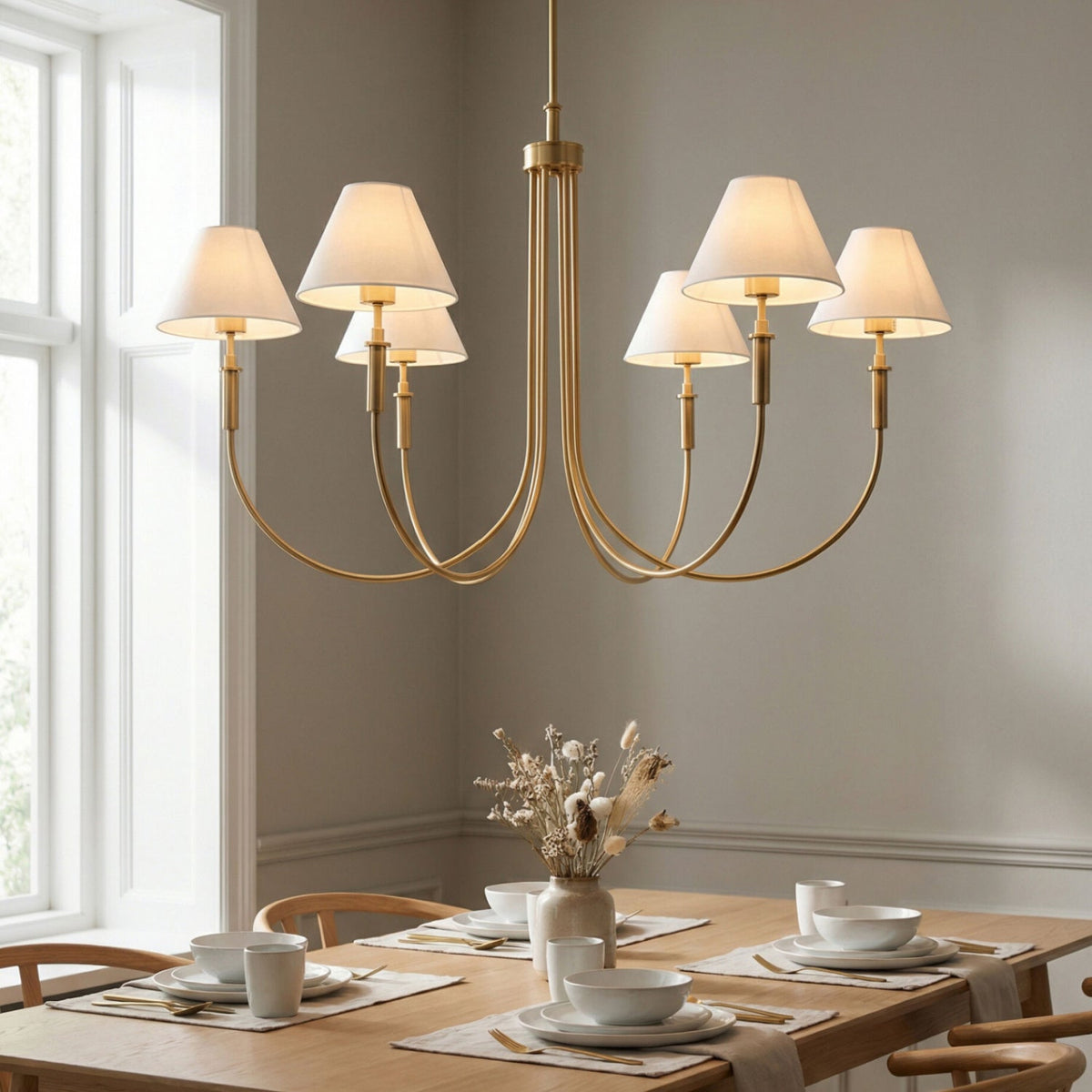Modern European furniture - Linen Shade 6-Light Chandelier - www.oroa.com