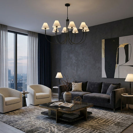 Modern European furniture - Linen Shade 8-Light Chandelier - www.oroa.com