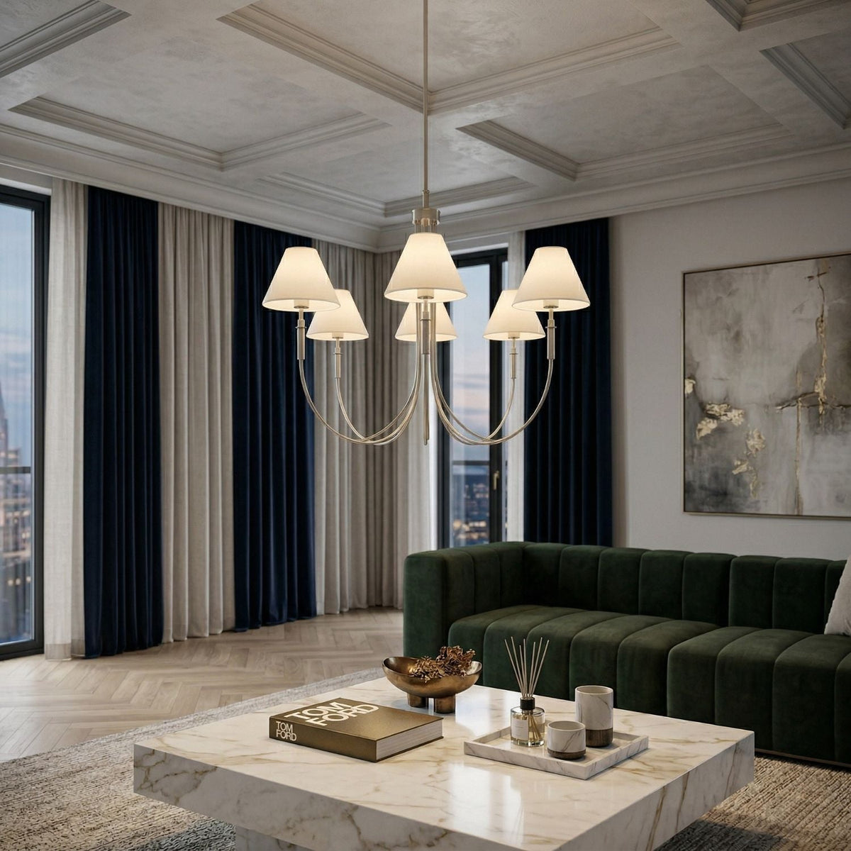 Modern European furniture - Linen Shade 8-Light Chandelier - www.oroa.com