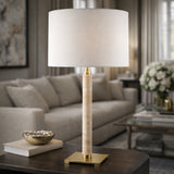 Modern European furniture - White Linen Accent Table Lamp - www.oroa.com
