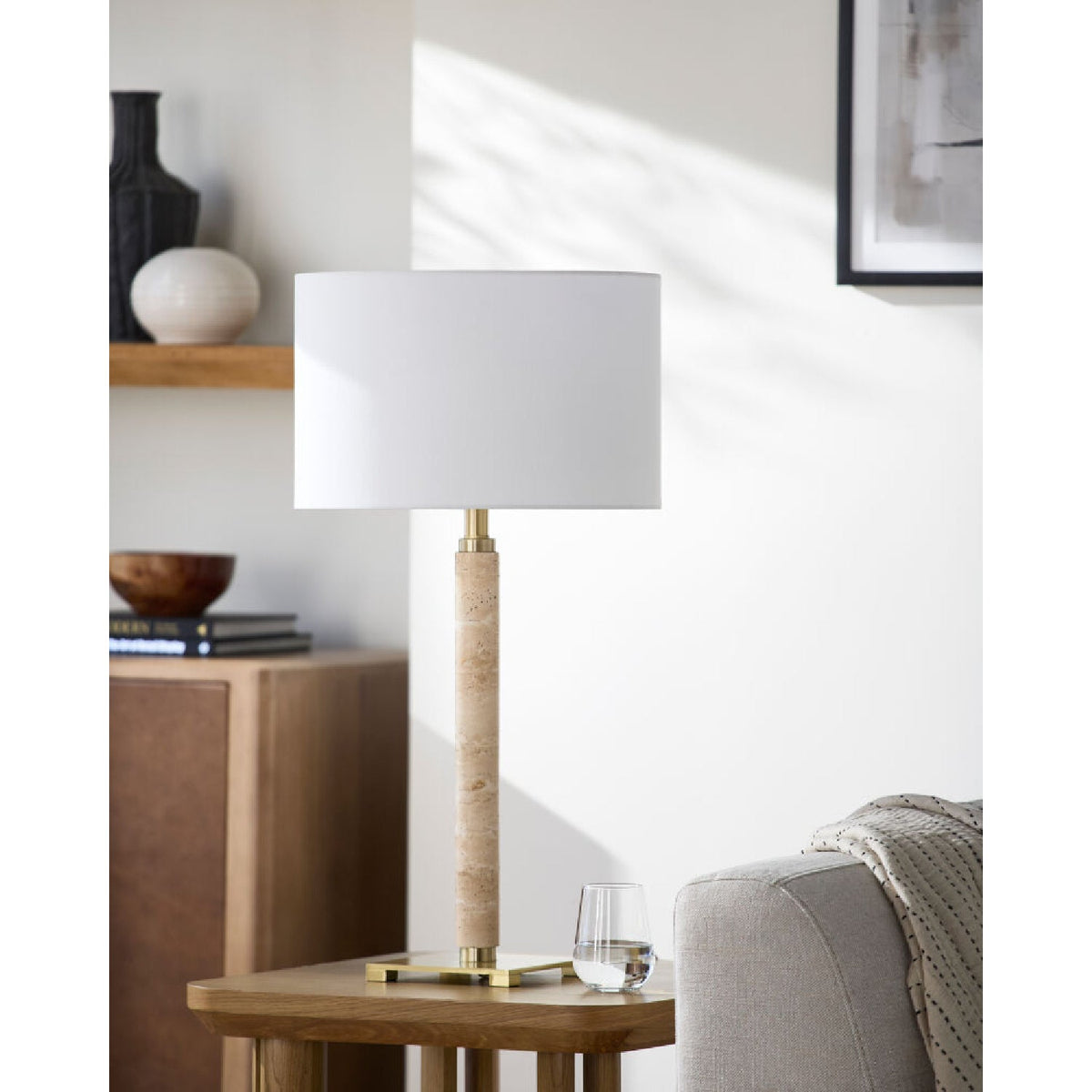 Modern European furniture - White Linen Accent Table Lamp - www.oroa.com