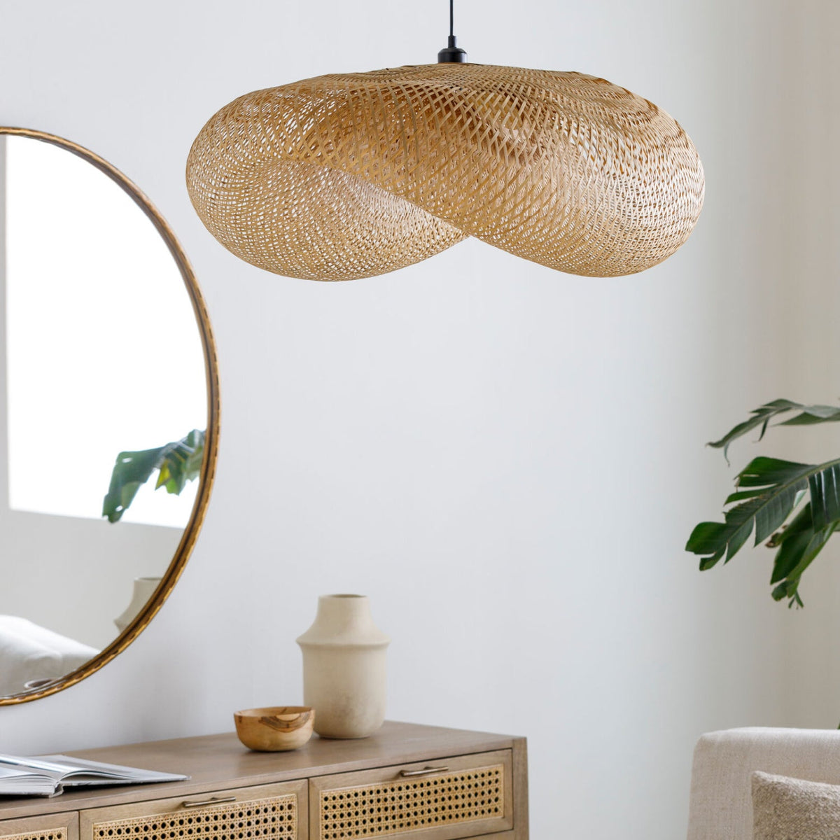 Modern European furniture - Braided Bamboo Pendant Lamp - www.oroa.com