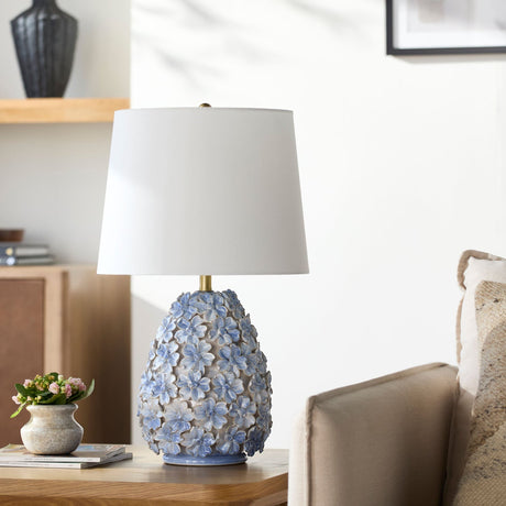 Modern European furniture - Blue Floral Ceramic Table Lamp - www.oroa.com