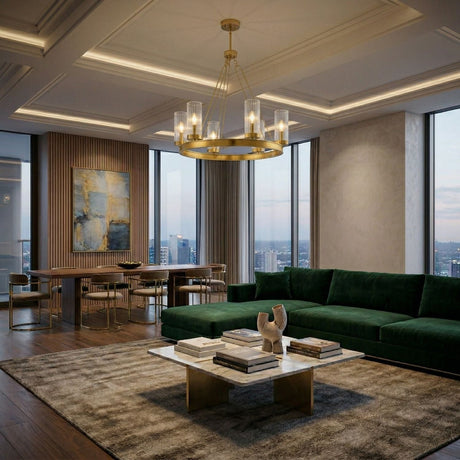 Modern European furniture -  Cylindrical Glass 8-Light Chandelier S - www.oroa.com